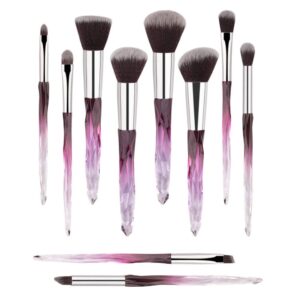 professional make up brush 10pcs soft bristles hair makeup brushes eyeliner eyebrow lip contour blending brush set (purple)