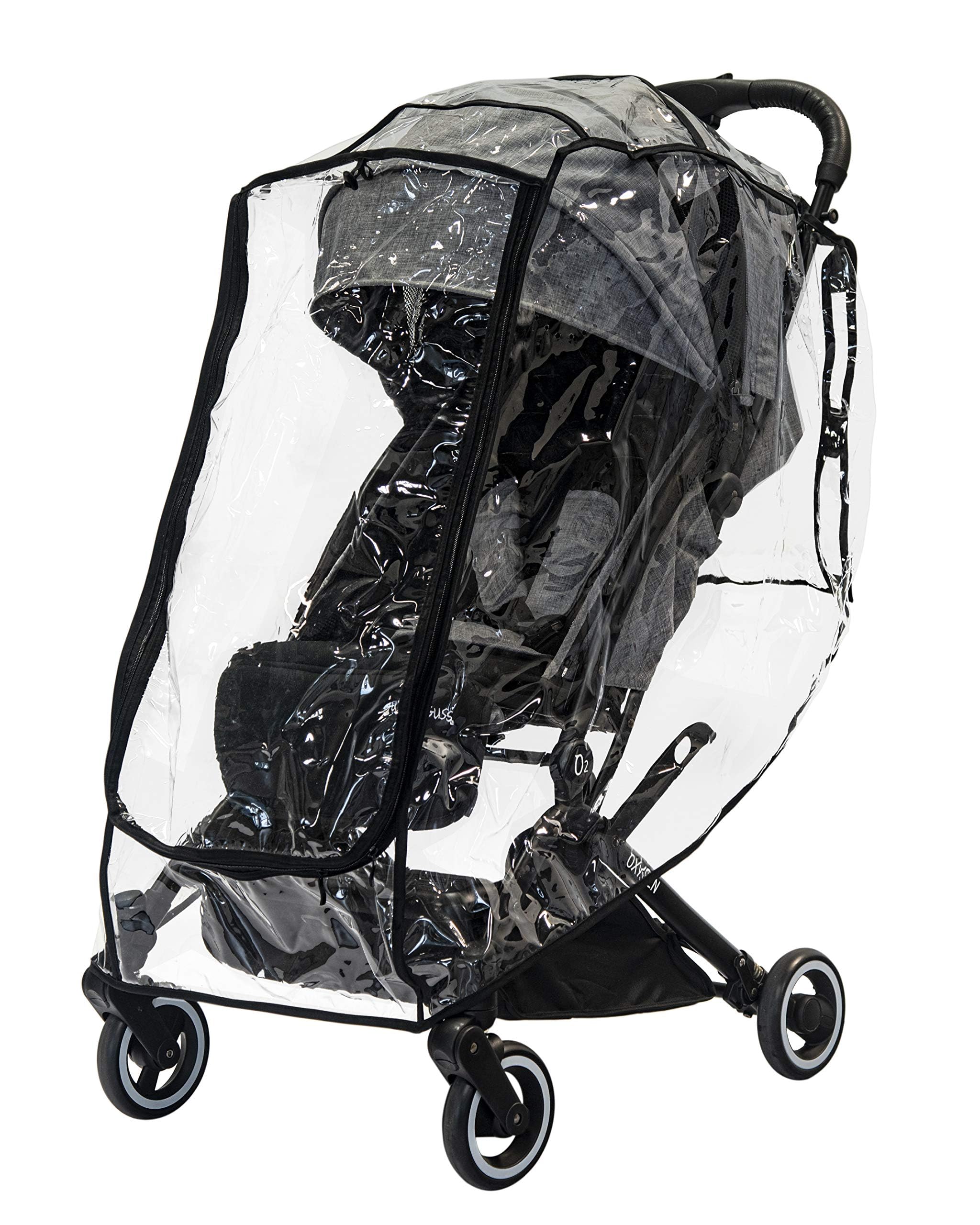 Guzzie+Guss Universal Stroller Rain Cover (Weather Shield) – Clear, Well-Ventilated, Waterproof with Unique Zipped Front Opening – Fits Most Full-Sized and Jogger Strollers