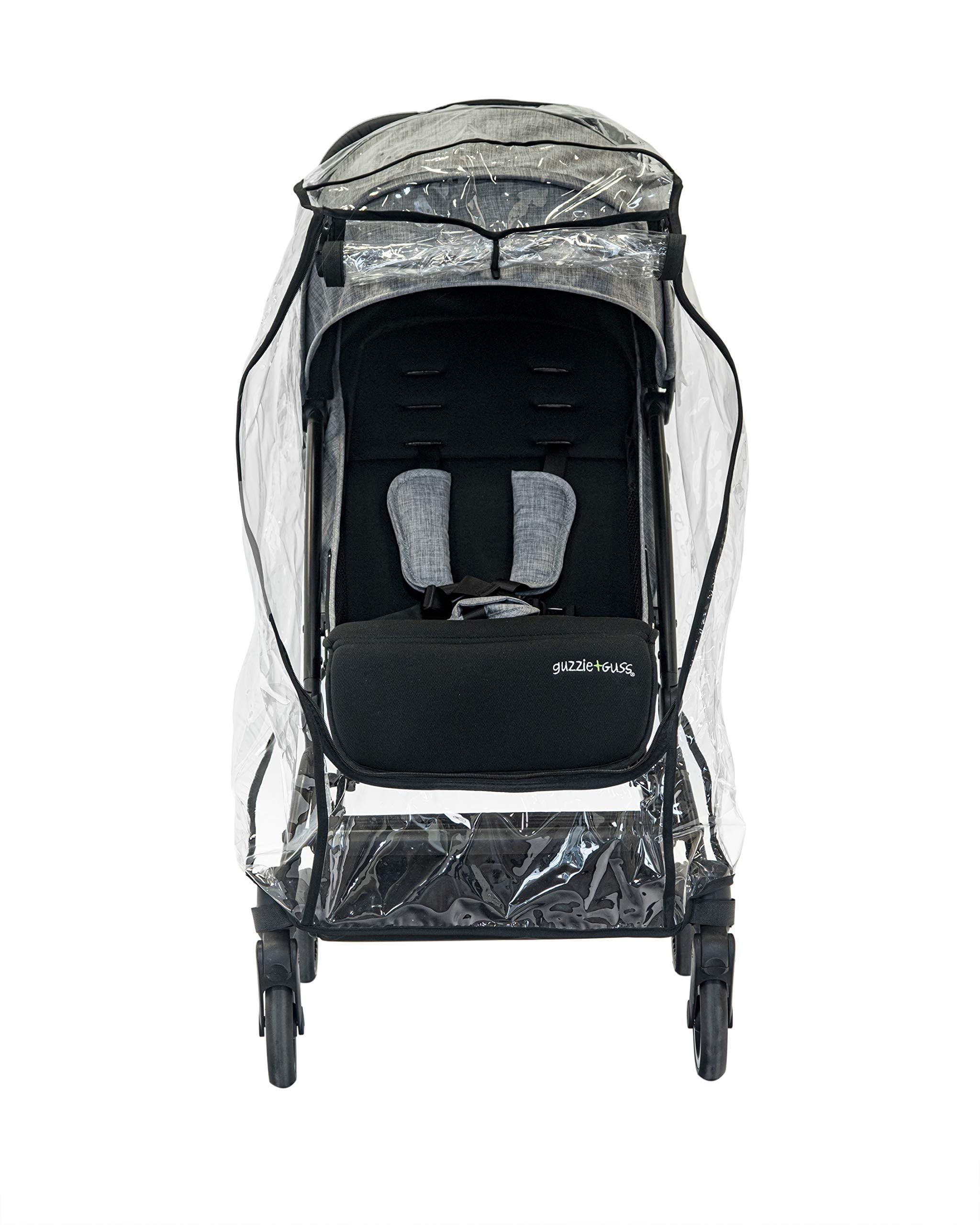 Guzzie+Guss Universal Stroller Rain Cover (Weather Shield) – Clear, Well-Ventilated, Waterproof with Unique Zipped Front Opening – Fits Most Full-Sized and Jogger Strollers