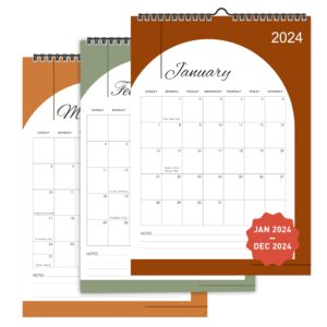 mudrit 2024 wall calendar, 12" x 17", 12 monthly calendar from jan 2024 till dec 2024, spiral bound for office, home, family,business, school appointment planning