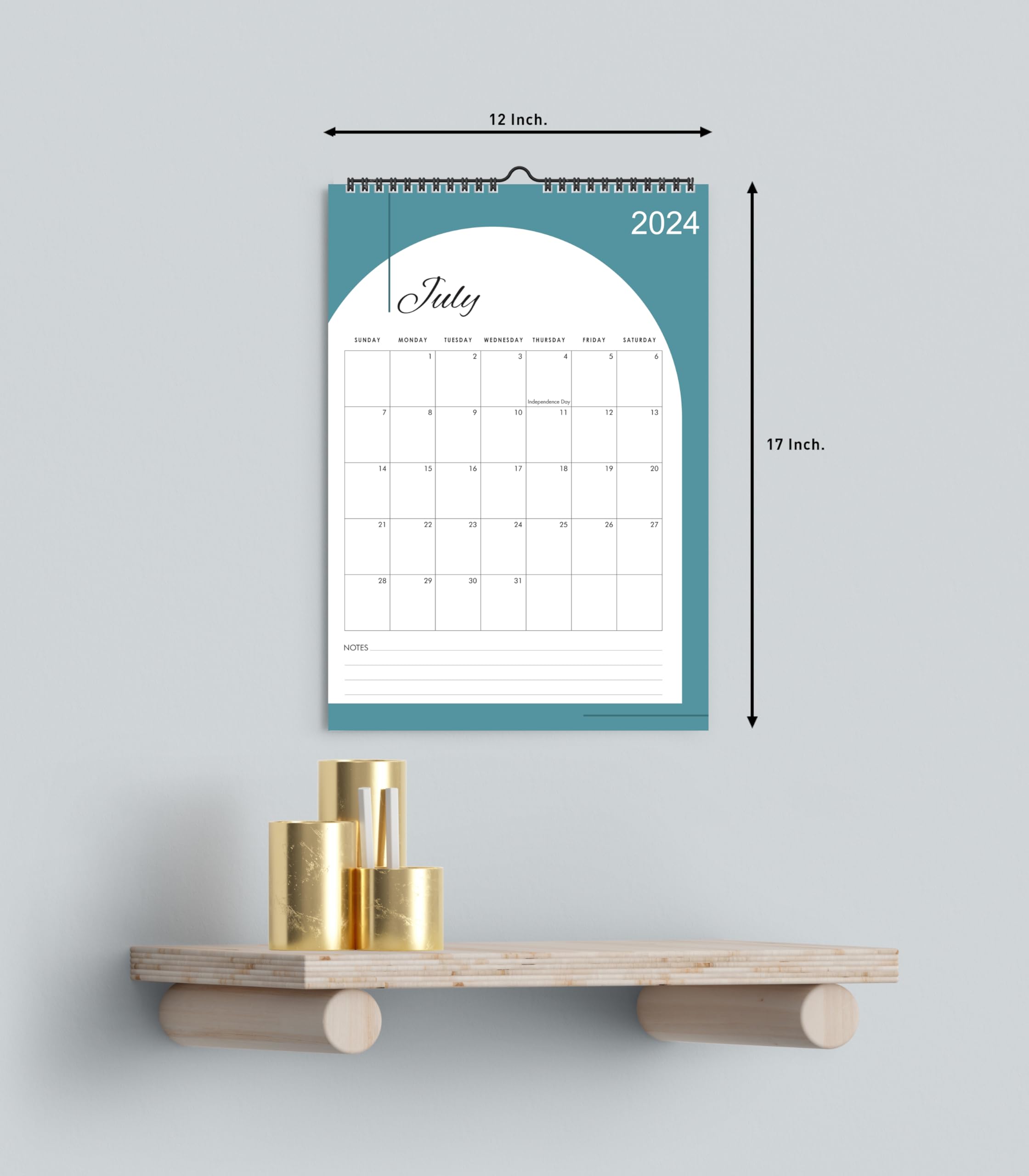 mudrit 2024 Wall Calendar, 12" X 17", 12 Monthly Calendar from Jan 2024 till Dec 2024, Spiral Bound for Office, Home, Family,Business, School Appointment Planning