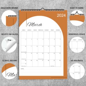 mudrit 2024 Wall Calendar, 12" X 17", 12 Monthly Calendar from Jan 2024 till Dec 2024, Spiral Bound for Office, Home, Family,Business, School Appointment Planning