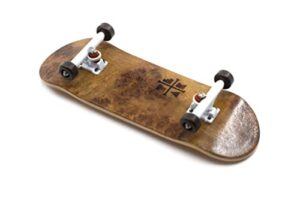 teak tuning prolific complete fingerboard with upgraded components, toasted s'mores edition - pro board shape and size, bearing wheels, trucks, and locknuts - 32mm x 97mm handmade wooden board