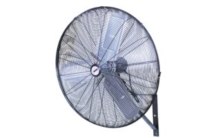 k tool international 77732; 30” oscillating wall mounted industrial fan; perfect fan to cool a shop, patio, or barn, 3 speed motor, 6 foot power cord, 7,930 max cfm, mounting hardware included, black