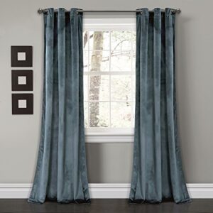 lush decor prima velvet solid, 108” x 38”, slate blue curtains color block light filtering window panel set for living, dining, bedroom (pair), l