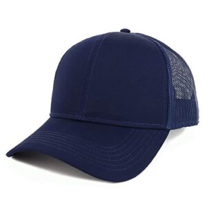 armycrew xxl oversize high crown adjustable plain mesh back trucker baseball cap - navy