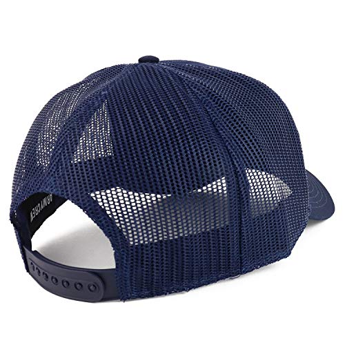 Armycrew XXL Oversize High Crown Adjustable Plain Mesh Back Trucker Baseball Cap - Navy