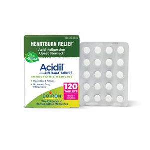 boiron acidil for relief of acid reflux, heartburn, indigestion, and upset stomach (2 pack of 60)