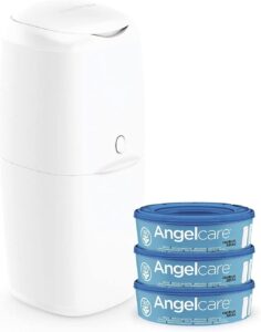 angelcare - nappy disposal system - includes 3 round refills - push & lock system