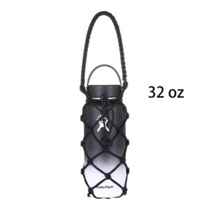 koshine Water Bottle Carrier Weaving Net Cup Holder for Sports Bottle Water Flask 17-25oz 32oz-40oz 64oz(Black (32oz-40oz))