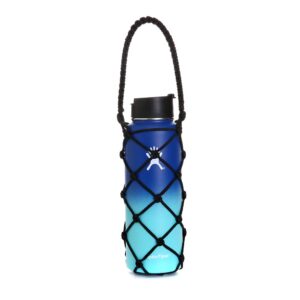 koshine Water Bottle Carrier Weaving Net Cup Holder for Sports Bottle Water Flask 17-25oz 32oz-40oz 64oz(Black (32oz-40oz))