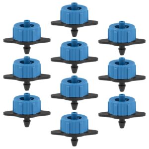 uxcell pressure compensating dripper 2 gph 8l/h emitter for garden lawn drip irrigation with barbed hose connector, plastic black blue 25pcs