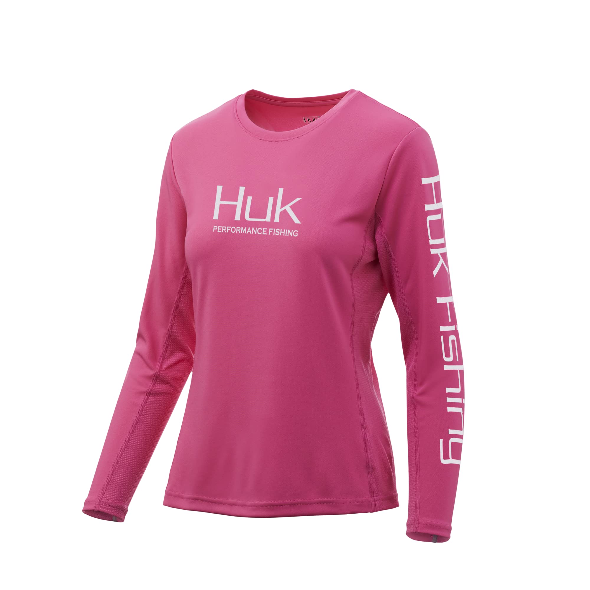 Huk Women's Icon X Long Sleeve Fishing Shirt with Sun Protection, Hot Pink, Small