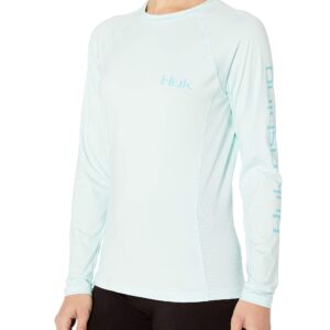 Huk Women's Standard Pursuit Long Sleeve Performance Shirt +Sun Protection, Southern Feed-Seafoam, X-Small