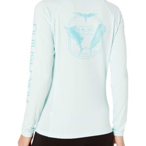 Huk Women's Standard Pursuit Long Sleeve Performance Shirt +Sun Protection, Southern Feed-Seafoam, X-Small