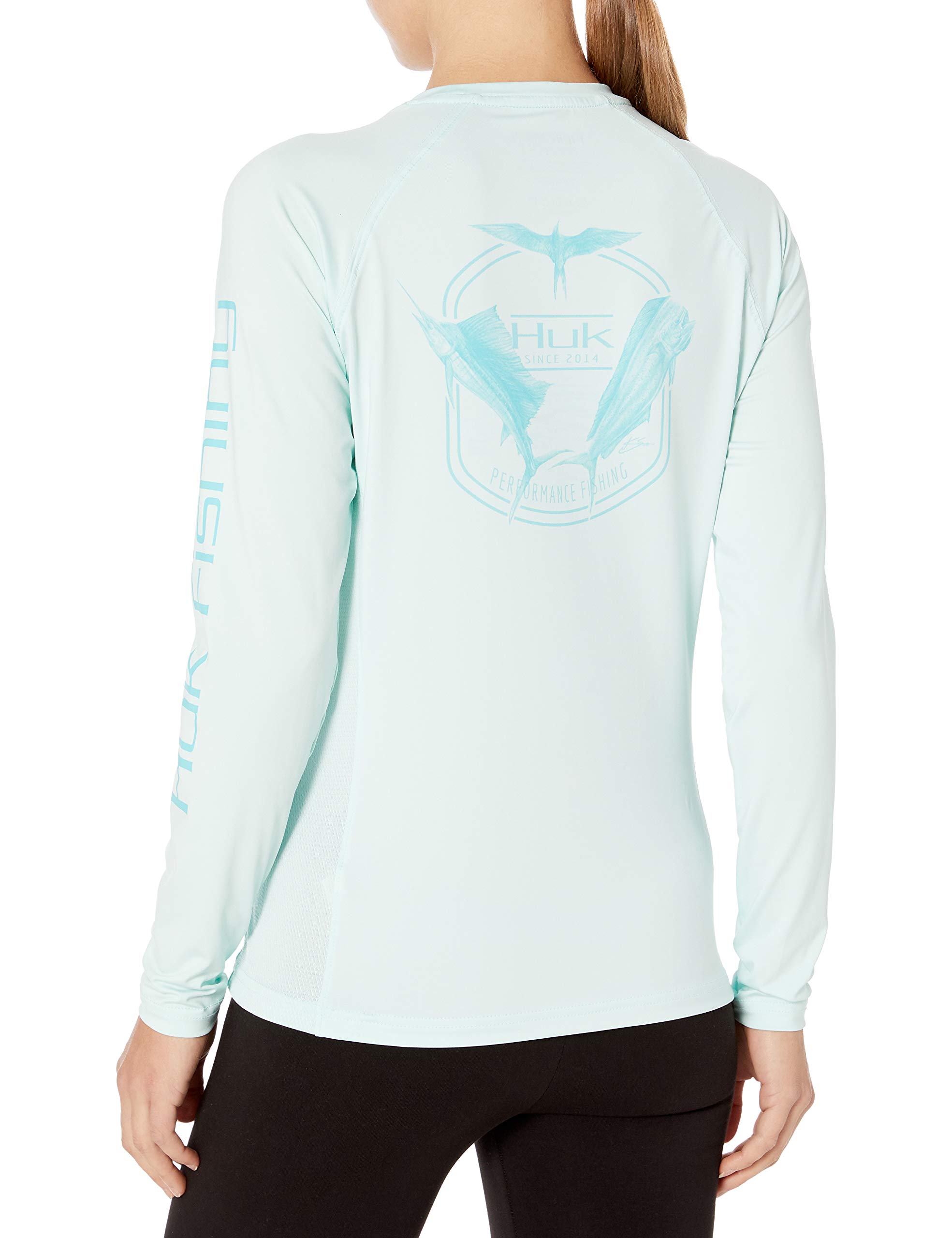 Huk Women's Standard Pursuit Long Sleeve Performance Shirt +Sun Protection, Southern Feed-Seafoam, X-Small