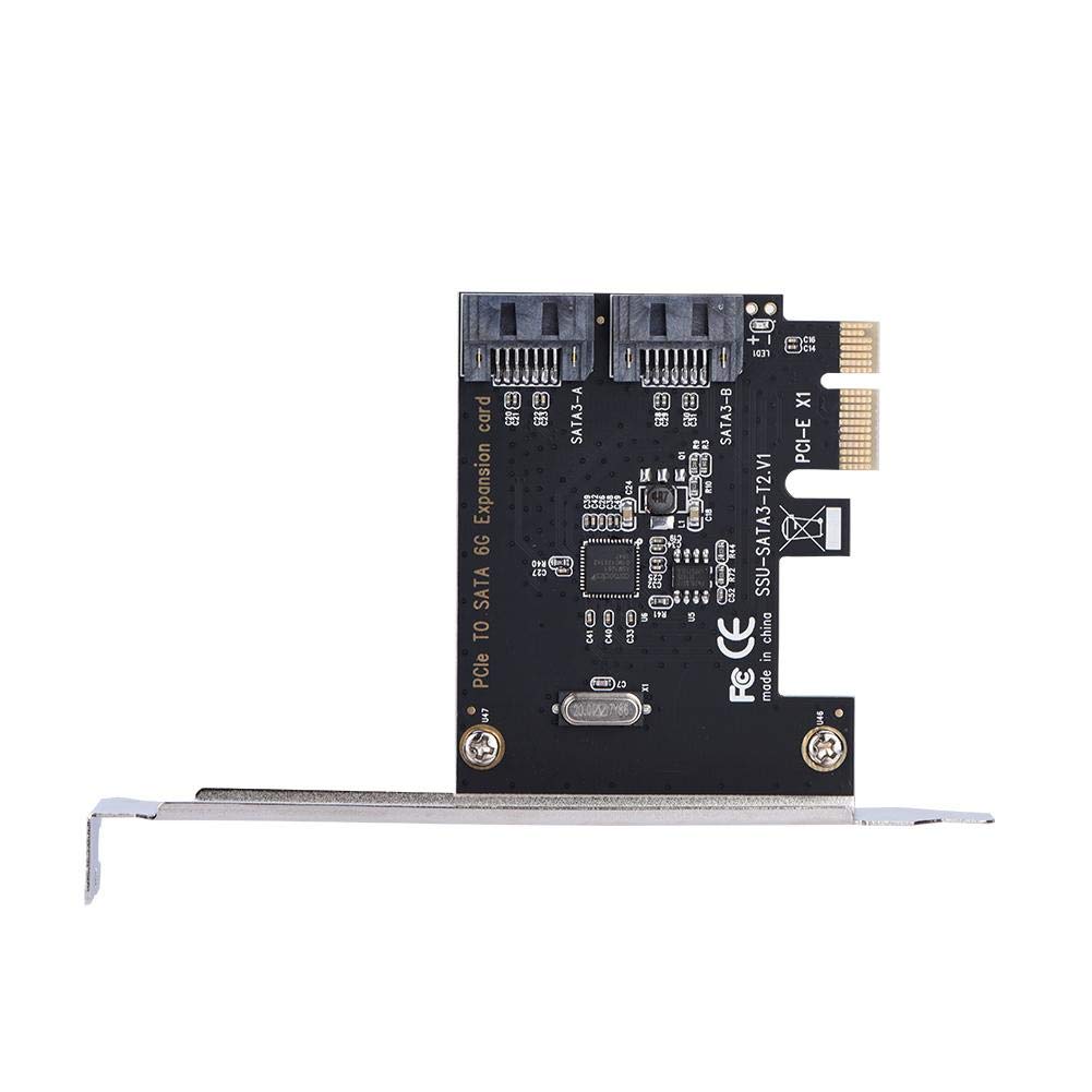 PUSOKEI SATA 3.0 2Port PCIe Controller Card,PCI Express to SATA III 6Gbps with Fixed Brackets,Plug and Play