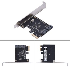 PUSOKEI SATA 3.0 2Port PCIe Controller Card,PCI Express to SATA III 6Gbps with Fixed Brackets,Plug and Play