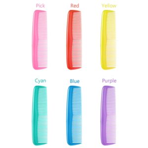 24 Pieces Hair Combs Set Plastic Hair Comb for Women and Men, Fine Dressing Comb (Yellow, Purple, Green, Blue, Red, Pink)