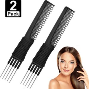 leinuosen 2 pack tail combs black carbon fiber teasing combs rat tail lifting combs styling combs for hair salon or home supplies(lift combs)