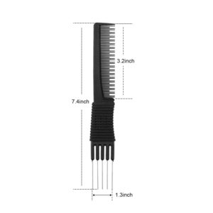 Leinuosen 2 Pack Tail Combs Black Carbon Fiber Teasing Combs Rat Tail Lifting Combs Styling Combs for Hair Salon or Home Supplies(Lift Combs)