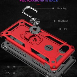 Military Grade Drop Impact for Google Pixel 3A XL Case 360 Metal Rotating Ring Kickstand Holder Magnetic Car Mount Armor Shockproof Case for Google Pixel 3A XL Phone Protection Case (Red)