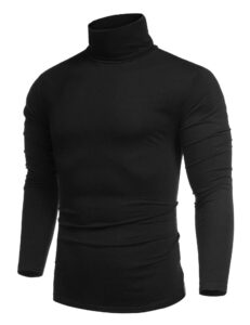 coofandy men's casual slim fit turtleneck t shirts lightweight basic cotton pullovers