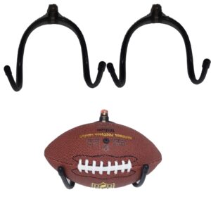 pmsanzay （2 pack） w-type claw rack — universal football holder rack for all football wall mount sports ball holder ball rack storage football display ball stand steel black -no ball included