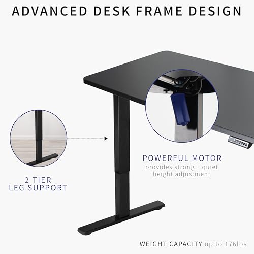 VIVO Electric Height Adjustable 60 x 24 inch Memory Stand Up Desk, Light Wood Solid One-Piece Table Top, White Frame, Standing Workstation with Preset Controller, 1B Series, DESK-KIT-1W6C