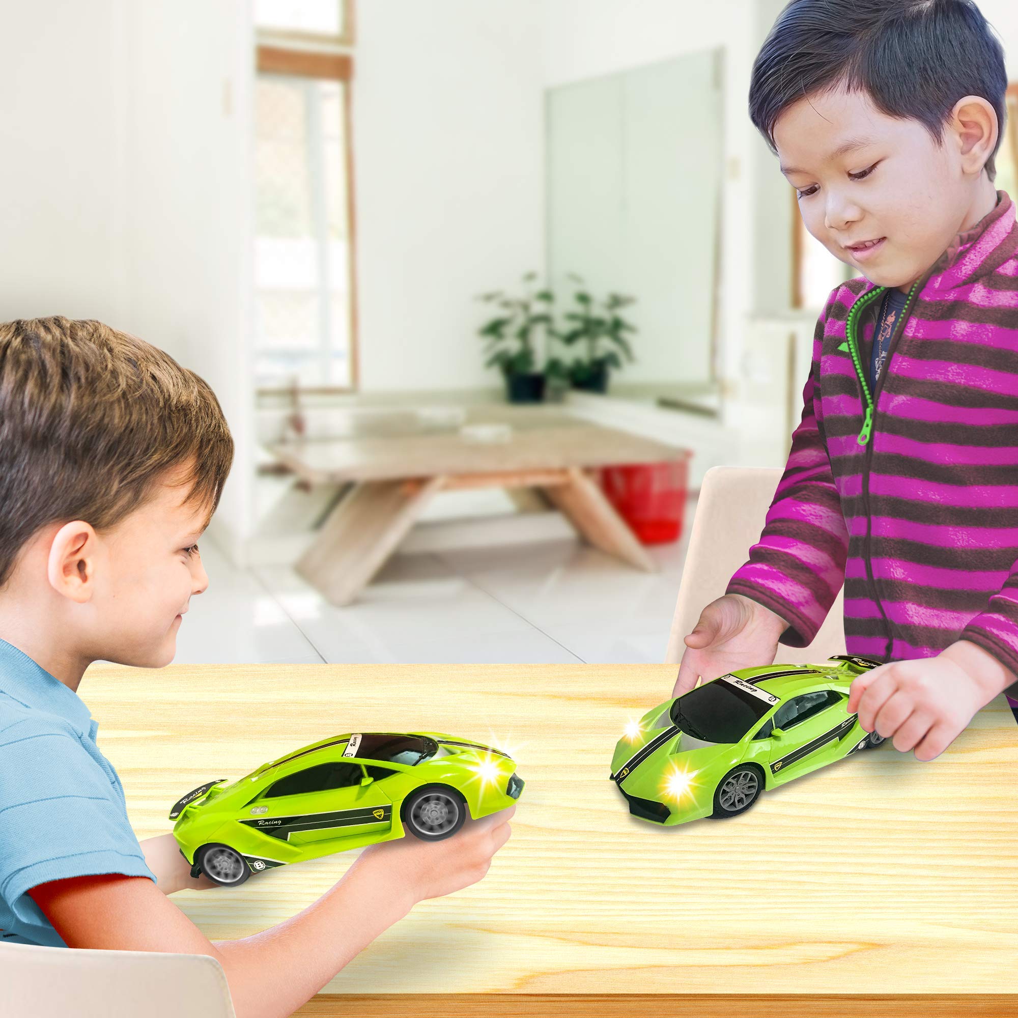 ArtCreativity Green Racer Car with Lights and Sounds, Light-Up Push n Go Racer Car for Kids, LED Headlights and Engine Sound, Best Birthday Gift for Boys, Girls, Toddlers Ages 3+