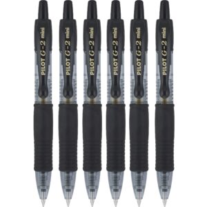 pilot g2 mini premium retractable gel roller pen, fine point, 0.7mm, black ink, 6 count