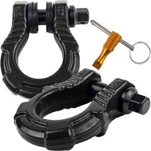 gearamerica uber shackles with anti-theft lock – 80,000 lbs (40 t) strength – connect tow strap or winch line for off-road recovery – towing d-rings and ?” uberlock security pin – black, 2-pack
