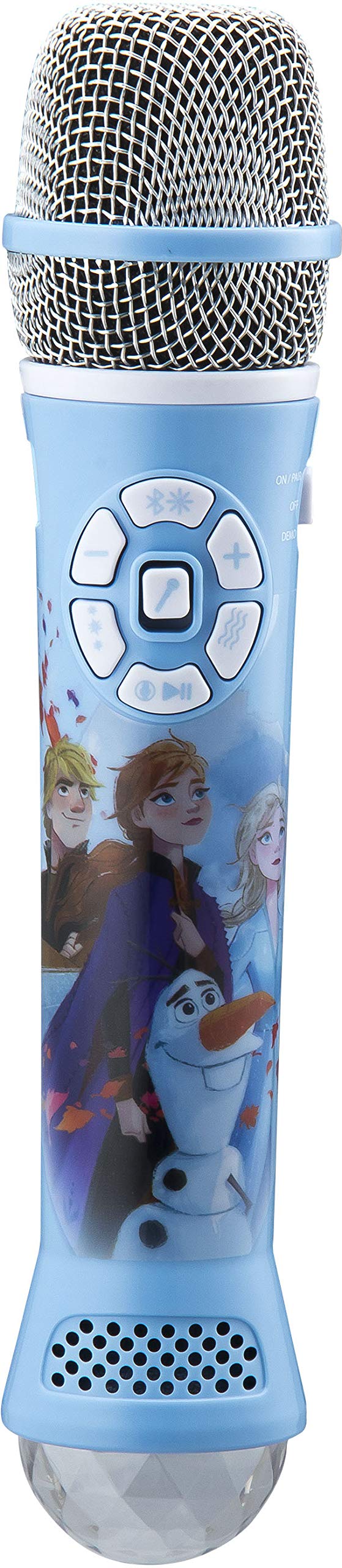 eKids Disney Frozen 2 Bluetooth Karaoke Microphone with LED Disco Party Lights, Portable Speaker Compatible with Siri Google Assistant, for Fans of Frozen Toys and Gifts