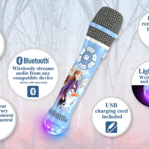 eKids Disney Frozen 2 Bluetooth Karaoke Microphone with LED Disco Party Lights, Portable Speaker Compatible with Siri Google Assistant, for Fans of Frozen Toys and Gifts