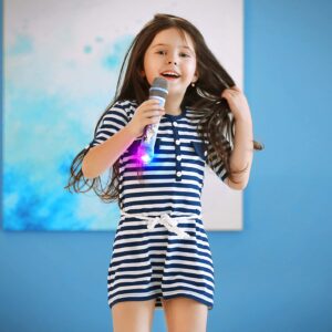 eKids Disney Frozen 2 Bluetooth Karaoke Microphone with LED Disco Party Lights, Portable Speaker Compatible with Siri Google Assistant, for Fans of Frozen Toys and Gifts