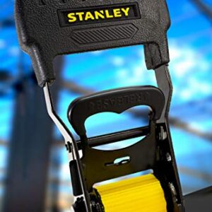 STANLEY S1007 Black/Yellow 1.5" x 16' Ratchet Tie Down Straps - 1,100 lb Safe Working Load / 3,300 lb Break Strength, 2 Pack