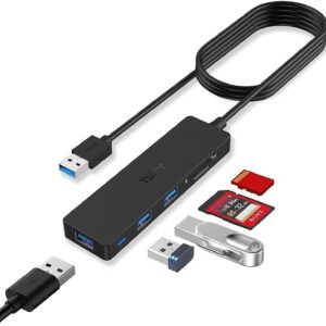 USB Hub 3.0 Splitter, TSUPY USB 3.0 Hub Multi USB Adapter Port Expander with 4ft Cable, SD/TF Card Reader & 3 USB 3.0 Ports Compatible for PC, Laptops, Surface Pro, MacBook, iMac Pro