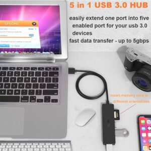 USB Hub 3.0 Splitter, TSUPY USB 3.0 Hub Multi USB Adapter Port Expander with 4ft Cable, SD/TF Card Reader & 3 USB 3.0 Ports Compatible for PC, Laptops, Surface Pro, MacBook, iMac Pro