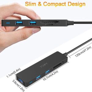 USB Hub 3.0 Splitter, TSUPY USB 3.0 Hub Multi USB Adapter Port Expander with 4ft Cable, SD/TF Card Reader & 3 USB 3.0 Ports Compatible for PC, Laptops, Surface Pro, MacBook, iMac Pro