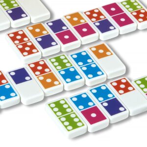 Melissa & Doug Dominoes Tabletop Game with 28 Colorful Tiles in Wooden Storage Box