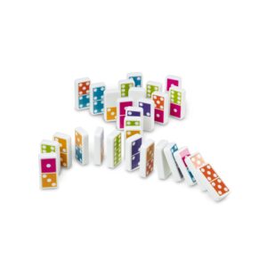 Melissa & Doug Dominoes Tabletop Game with 28 Colorful Tiles in Wooden Storage Box