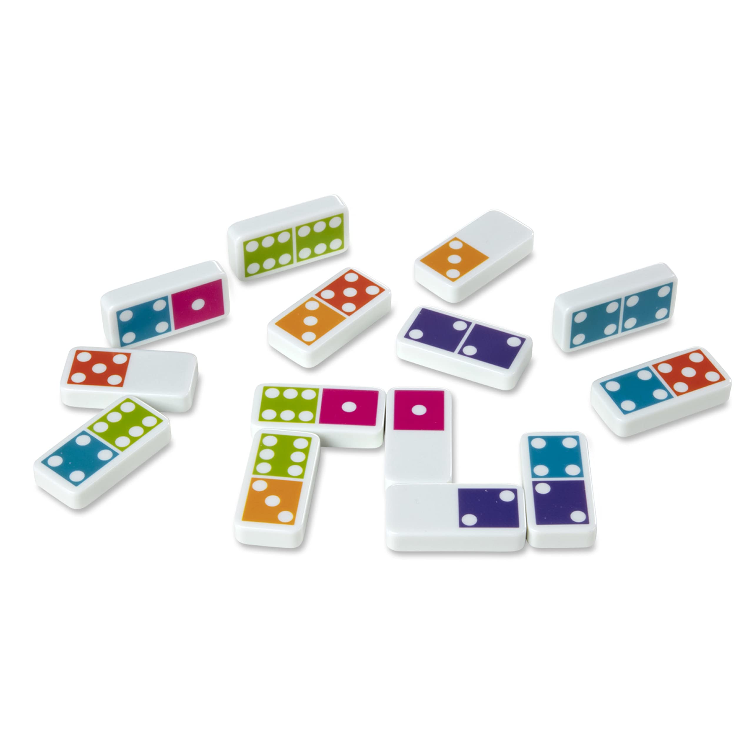 Melissa & Doug Dominoes Tabletop Game with 28 Colorful Tiles in Wooden Storage Box