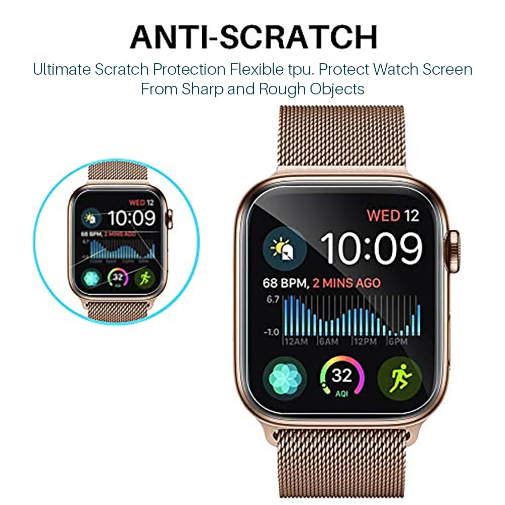 LϟK 6 Pack Screen Protector Designed for Apple Watch 44mm Series 6 5 4 SE / 42mm Series 3 2, Max Coverage, Bubble Free Flexible Soft TPU for iWatch 44mm 42mm