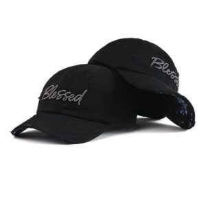 Blessed Hat Distressed Black by Bloomouflage