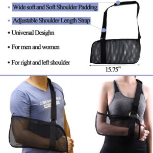 YAVOUN Breathable Mesh Arm Sling for Shower - Adjustable, Slings for Arm Torn Rotator Cuff Injury, Shower Sling for Shoulder, Elbow, Wrist, Sling Forearm - Right Left Arm for Men Women(Black)