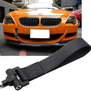 xotic tech black track racing towing strap w/tow hole adapter compatible with bmw 1 3 5 6 series x5 x6 or mini cooper