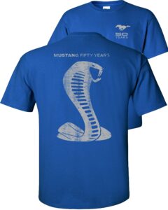 fair game ford mustang 50 years t-shirt anniversary grey shelby cobra snake silhouette-royal blue-xl