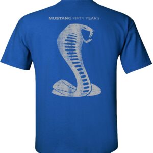 Fair Game Ford Mustang 50 Years T-Shirt Anniversary Grey Shelby Cobra Snake Silhouette-Royal Blue-XL