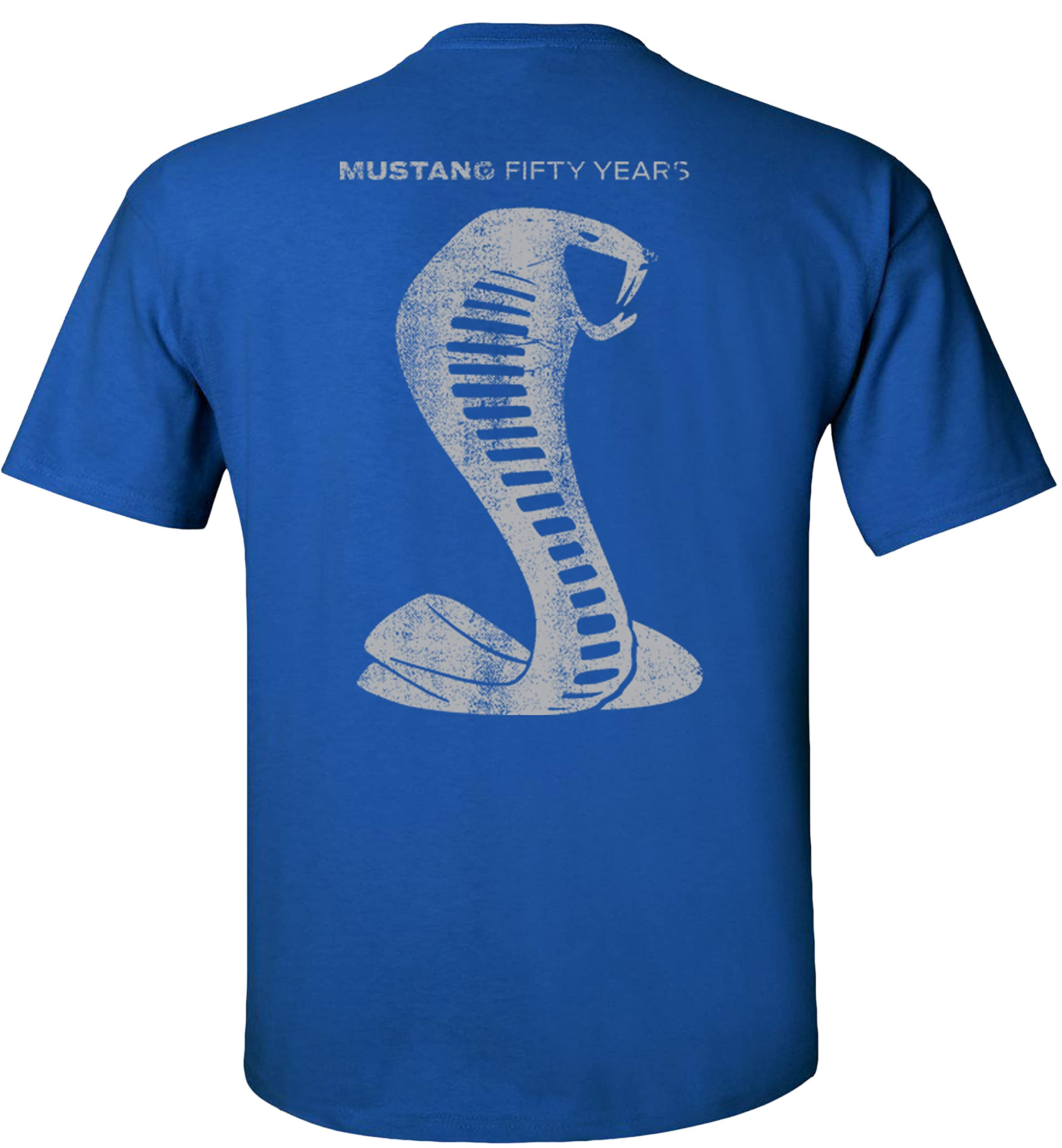 Fair Game Ford Mustang 50 Years T-Shirt Anniversary Grey Shelby Cobra Snake Silhouette-Royal Blue-XL