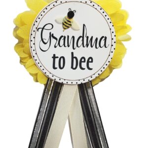 Grandma to Be Pin Bee Baby Shower Badge Corsage Yellow Flower & Black Ribbon pin for Nona to wear Sprinkle Bumble